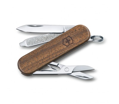 Нож-брелок Victorinox Classic SD, 58 мм, 5 функций, рукоять из орехового дерева (0.6221.63)