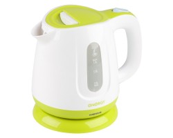 Energy E-234 чайник электрический дисковый, 1.0л, 1100Вт, пластиковый, шкала уровня воды, бело-зеленый