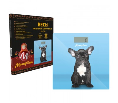 Весы напольные электронные МАТРЕНА МА-090 собака (стеклянная поверхность, 180 кг) (007296)