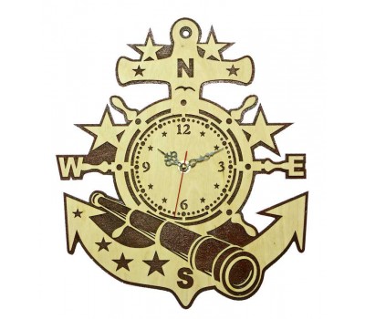 Часы настенные сувенирные модель Якорь (фигурные 310х260мм)