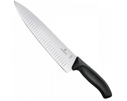 Нож Victorinox для разделки мяса, лезвие рифленое 25 см, черный, в блистере (6.8023.25B)