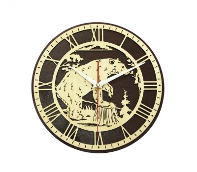 Часы настенные сувенирные модель Медведь (диаметр 280мм)