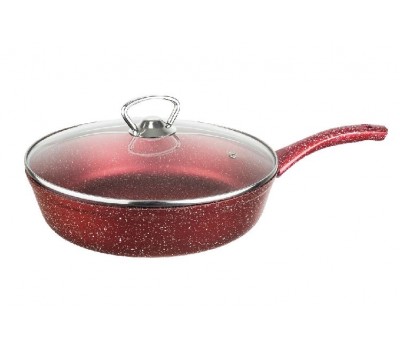 Сковорода Маруся Гранит 601-22с с индукционным дном, 22 см, стеклянная крышка, цвет красный