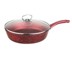Сковорода Маруся Гранит 601-28с с индукционным дном, 28 см, стеклянная крышка, цвет красный