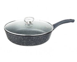 Сковорода Маруся Гранит 901-24с с индукционным дном, 24 см, стеклянная крышка, цвет серый